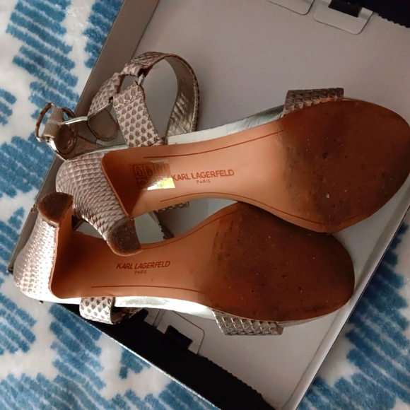 Karl Lagerfeld Gold high heels sandals size 8.5 - Picture 4 of 7